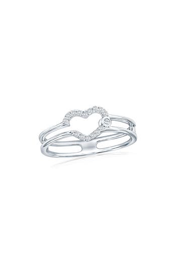 Simona Open Heart Cubic Zirconia Ring