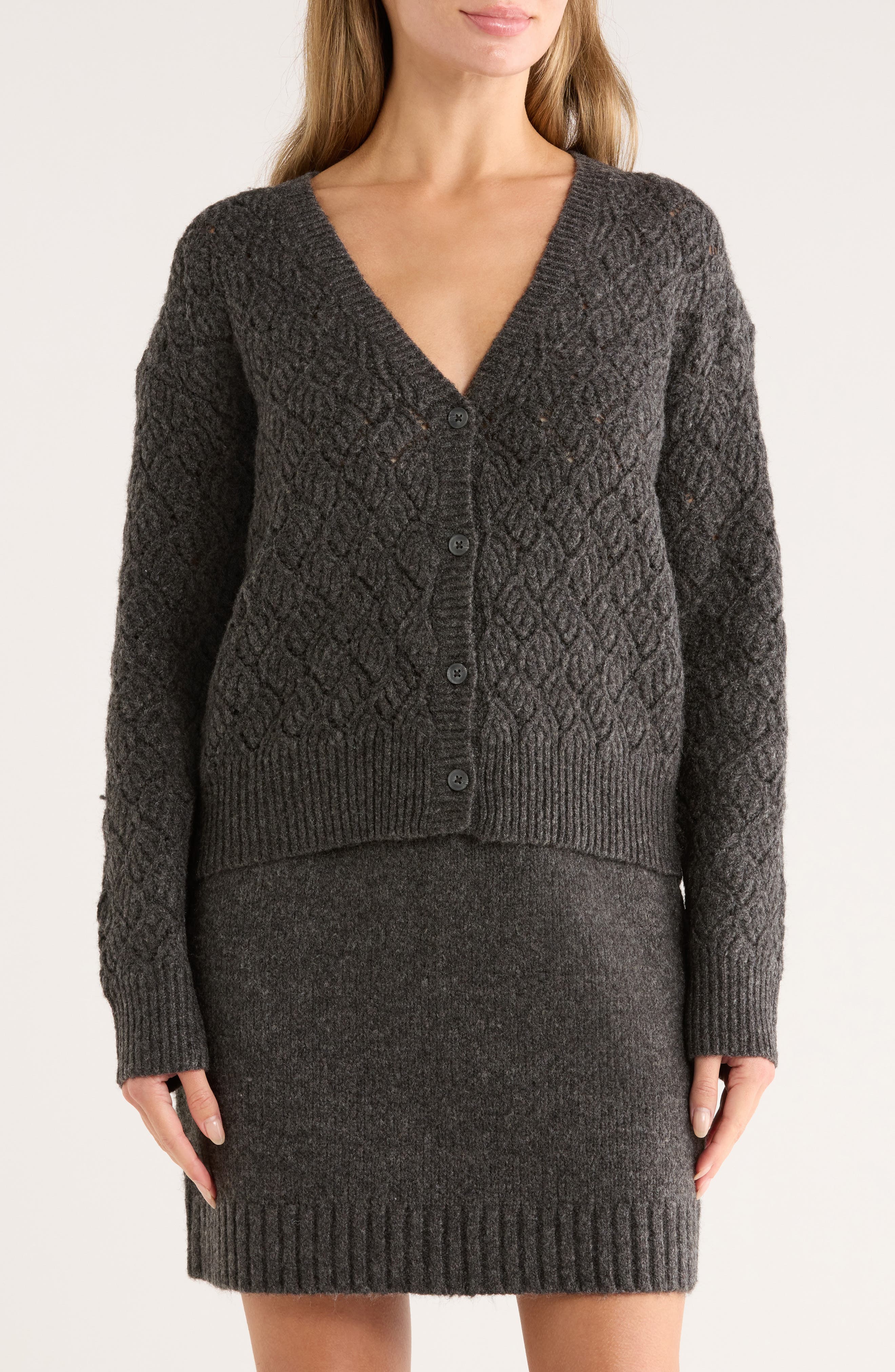 Melrose and Market Pointelle Sweater Cardigan