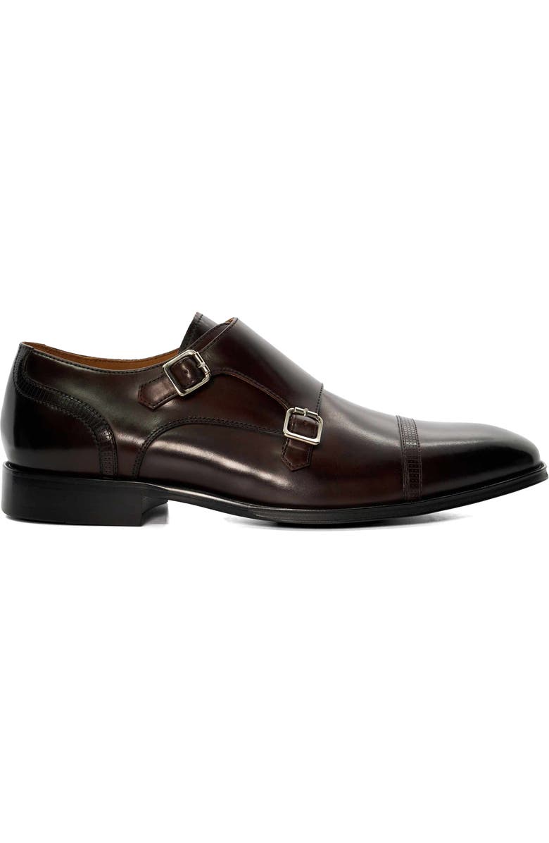 Dune London Saloon Cap Toe Monk Shoe, Alternate, color, Brown
