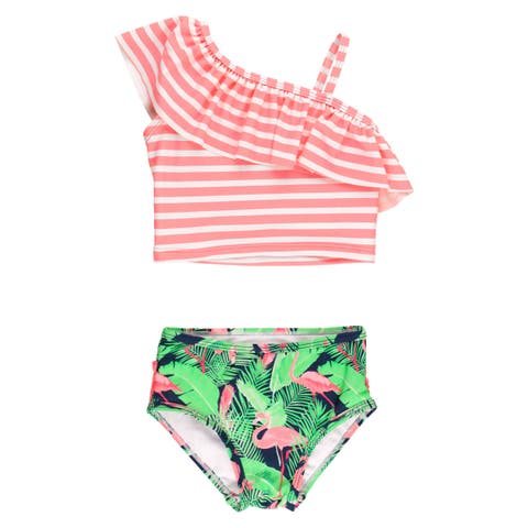 Toddler Girls One Shoulder Ruffle Tankini