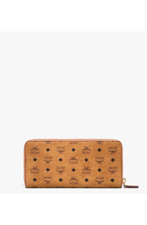 Mcm Aren Zip Around Wallet In Brown