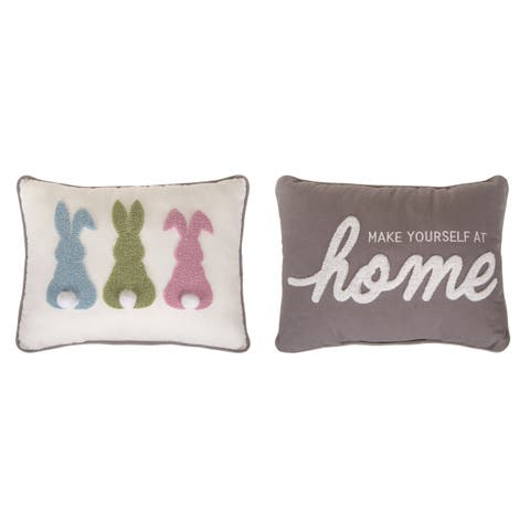 16" Multicolor Spring Reversible Embroidered Pillow Soft Polyester Throw Pillow for Home Decor