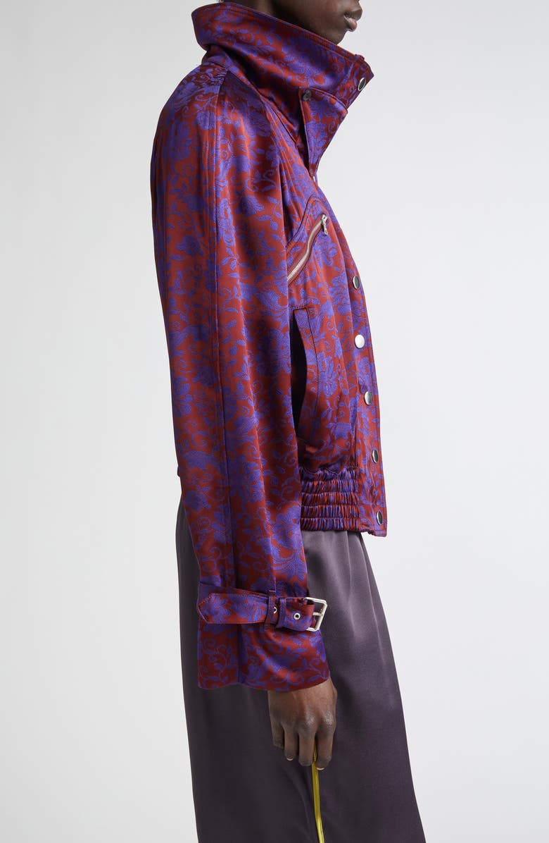 Dries Van Noten Vida Archive Floral Jacquard Satin Moto Jacket, Alternate, color, 
