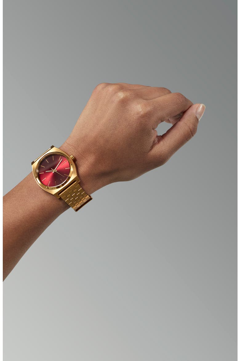 The Time Teller Bracelet Watch, 37mm, Alternate, color, GOLD / OXBLOOD SUNRAY