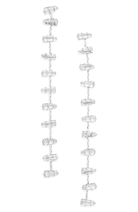 CZ Baguette Linear Earrings