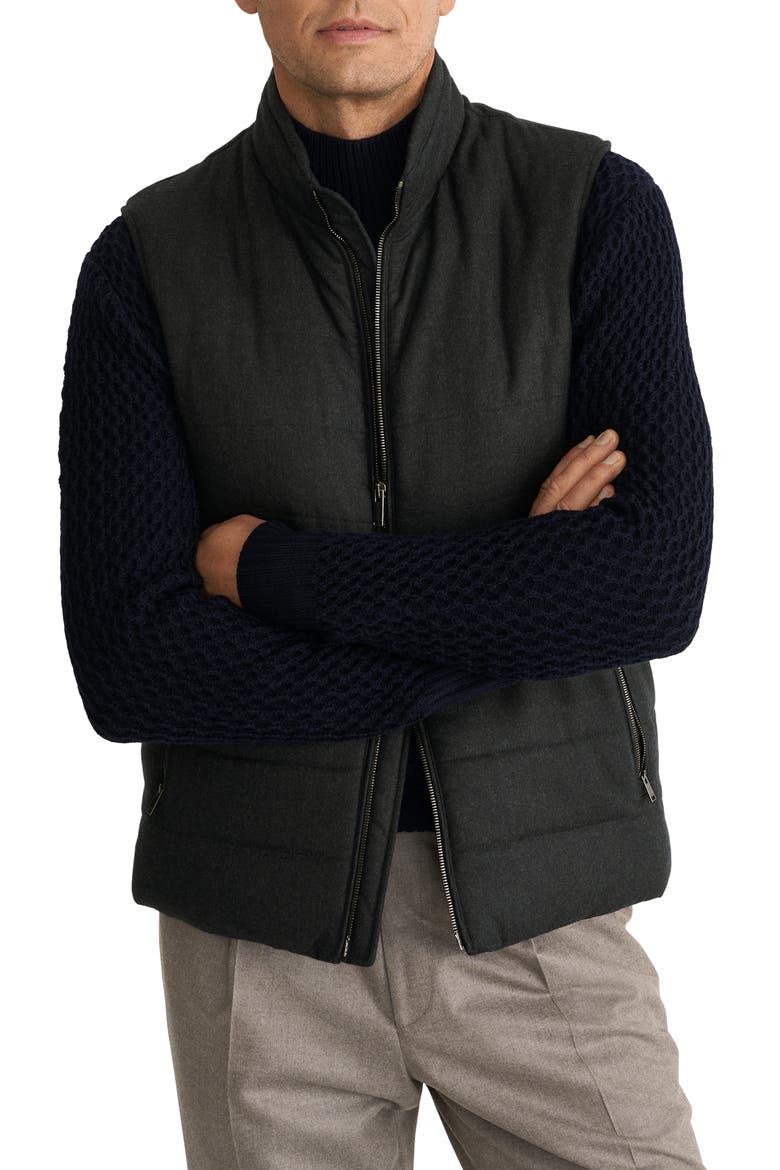 Padded Wool Vest, Main, color, MEDIUM GREEN