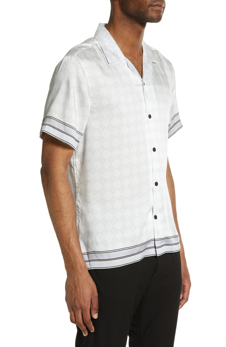 Reiss Suarez Woven Short Sleeve Button-Up Camp Shirt, Alternate, color, Soft Grey