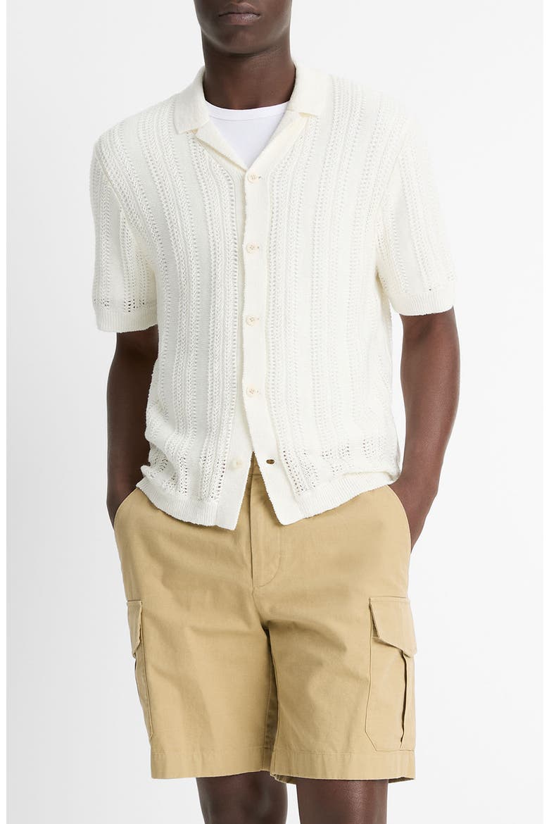 Cabana Knit Button-Up Shirt, Main, color, NATURAL