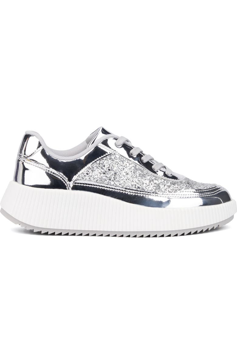 NEW YORK AND COMPANY Tana Platform Sneaker, Alternate, color, Silver Glitter