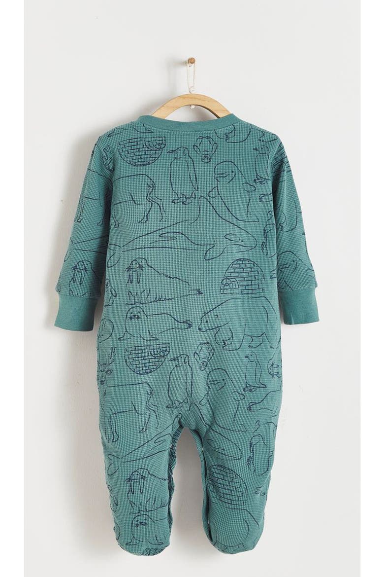 Premium Cotton Camou Waffle Footie Pajamas For Infant, Alternate, color, Green