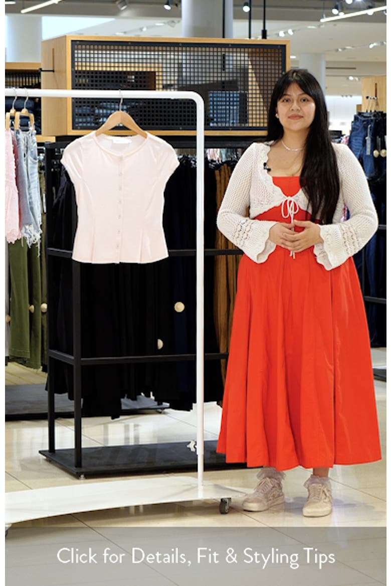 Pointelle Stitch Peplum Button-Up Top video