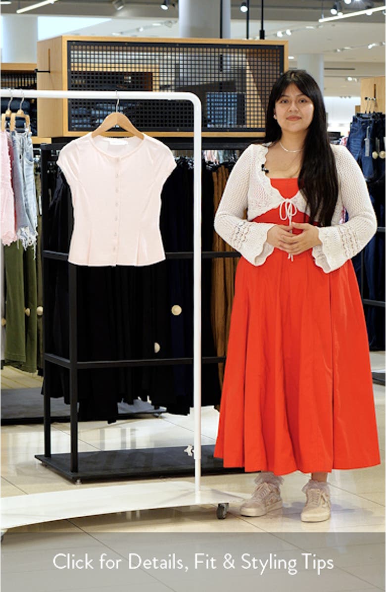 Pointelle Stitch Peplum Button-Up Top, sales video thumbnail