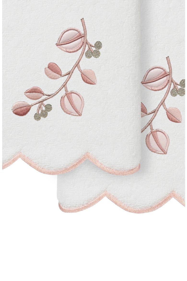 2-Piece Wild Branch Turkish Cotton Hand Towel Set, Alternate, color, WHITE/ PINK