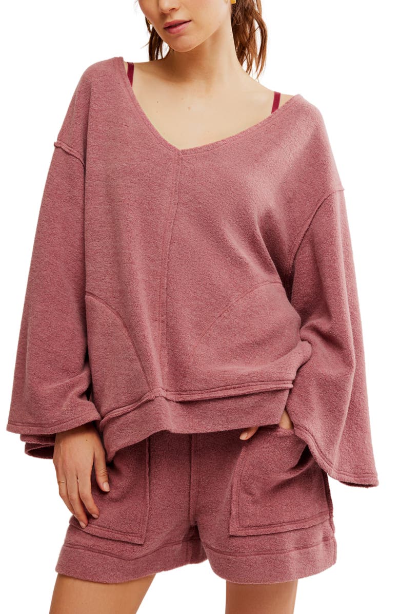 Free People Day Off Fleece Pullover, Main, color, Wild Ginger