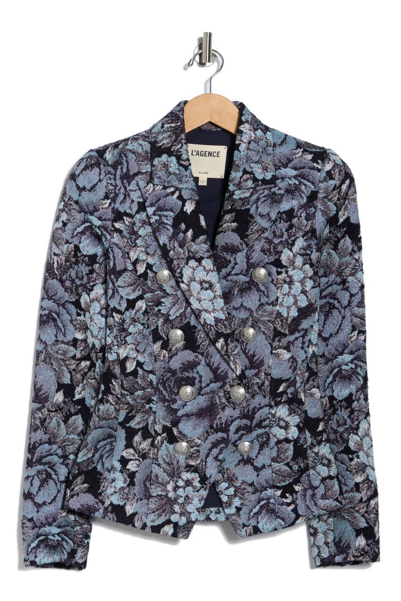 Bethany Structured Double Breasted Blazer, Alternate, color, BLACK/ MIDNIGHT FLORAL MUTLI