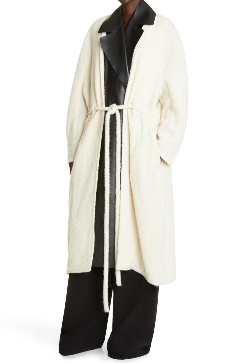Proenza Schouler Alpaca Blend Coat with Removable Leather Inset, Alternate, color, 