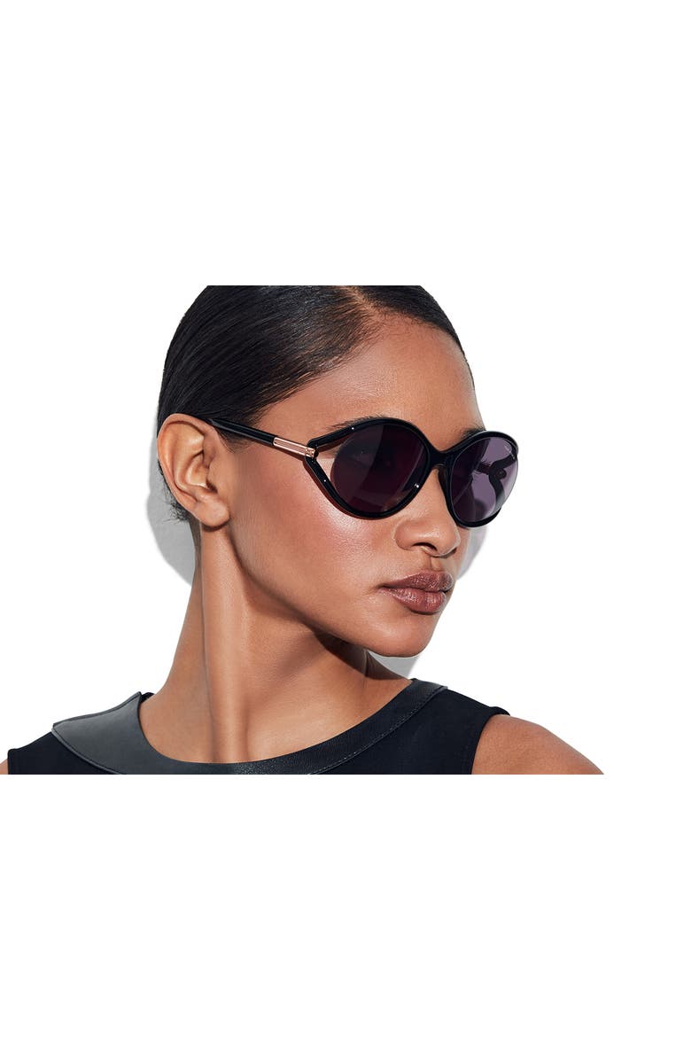 TOM FORD Melody 59mm Round Sunglasses, Alternate, color, Shiny Black / Smoke