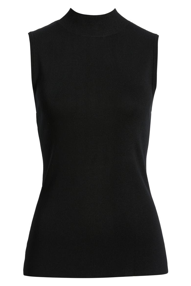 Sleeveless Mock Neck Sweater, Alternate, color, BLACK