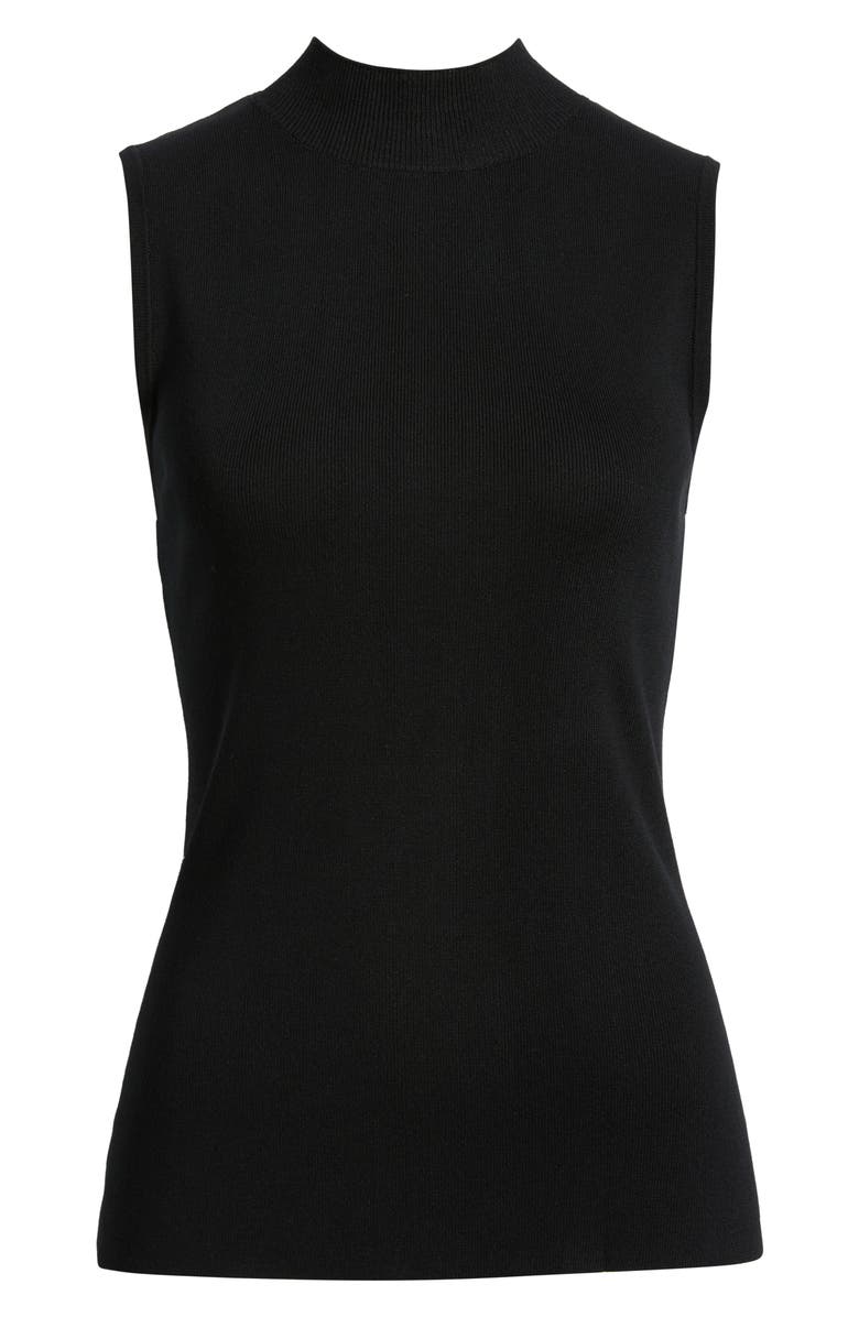 Tahari ASL Sleeveless Mock Neck Sweater, Main, color, Black
