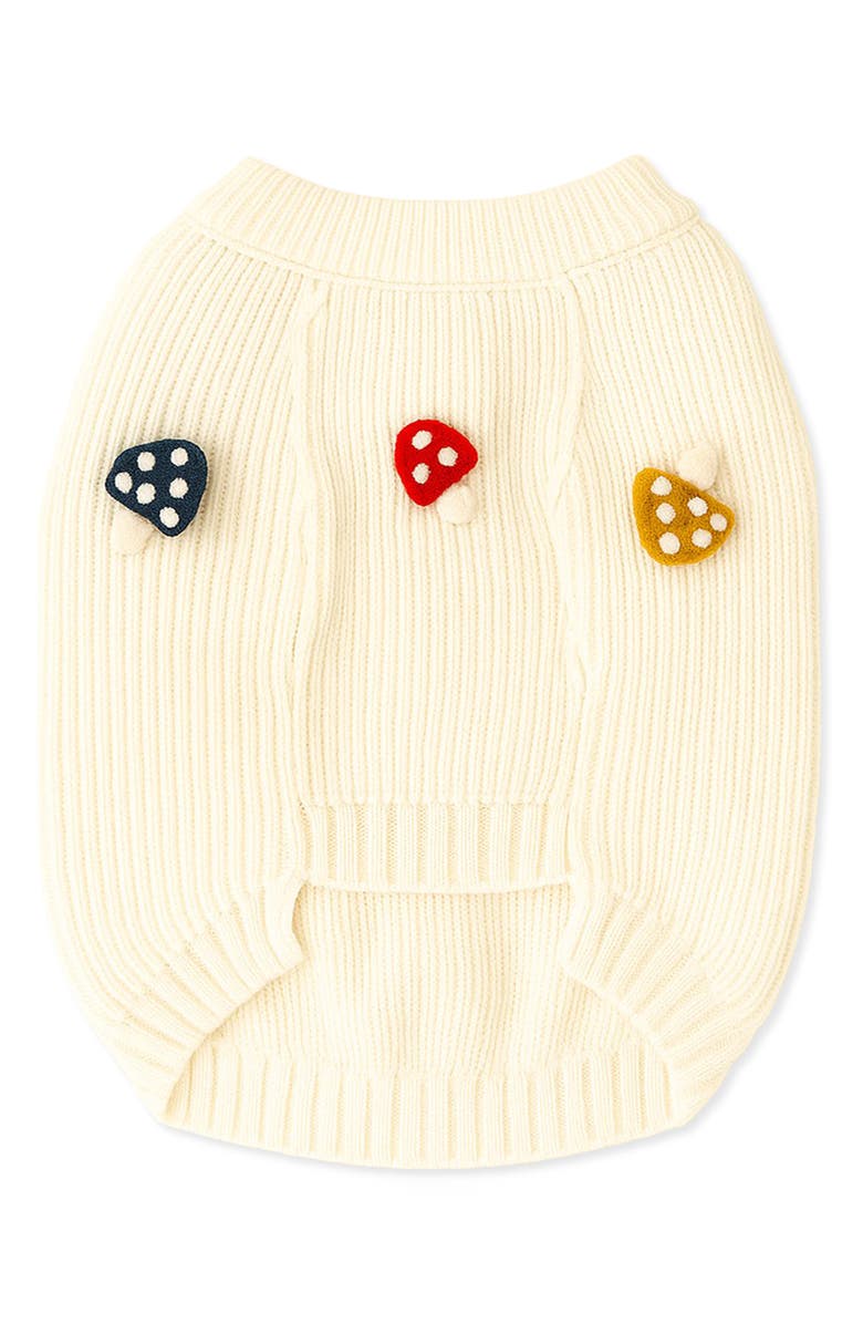 Found My Animal Fall Leaves 3D Icon Rib Dog Sweater, Alternate, color, Cream