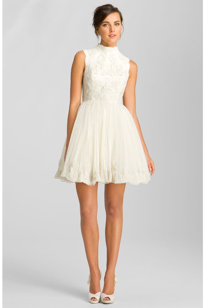 'Telago' Embroidered Tulle Frock, Alternate, color, CREAM