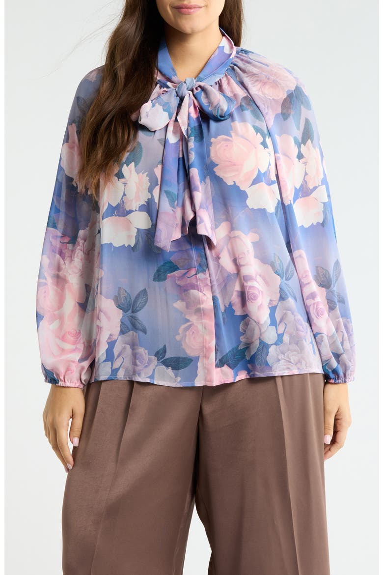 Printed Ruffle Top, Main, color, BLUE PETAL FLORAL