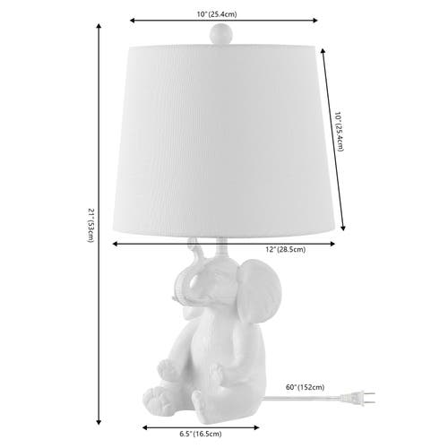 Jonathan Y Kairi Modern Shabby Chic Resin/iron Happy Elephant Led Kids' Table Lamp With Phone Stand In White