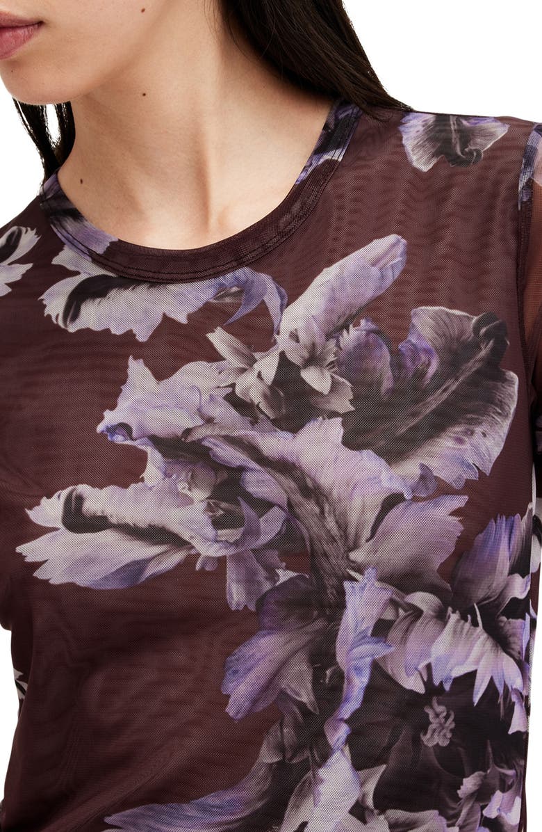 AllSaints Ellie Floral Mesh T-Shirt, Alternate, color,