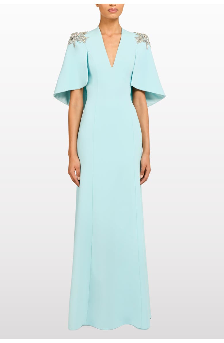 Jenny Packham Star shower Rhinestone-Embellished Maxi Dress, Alternate, color, Crystal Aqua