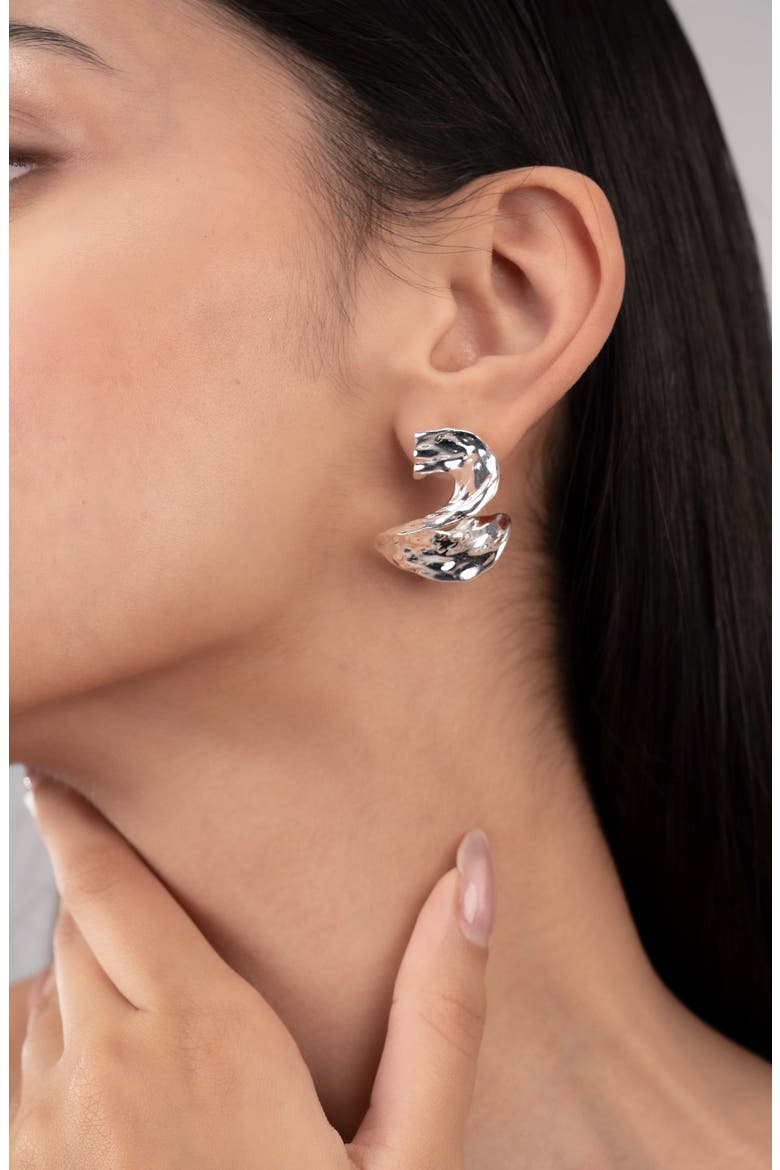 Mira Hammered Earrings, Alternate, color, SILVER
