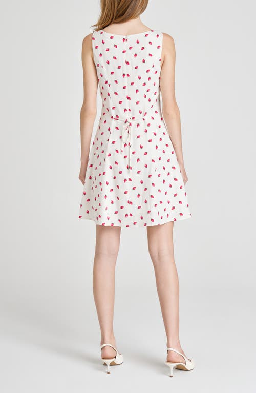 Wayf Jayce Strawberry Print Linen Blend Dress