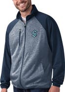 G-III SPORTS BY CARL BANKS Men's G-III Sports by Carl Banks Deep Sea Blue Seattle Kraken Runners Raglan Full-Zip Track Jacket
