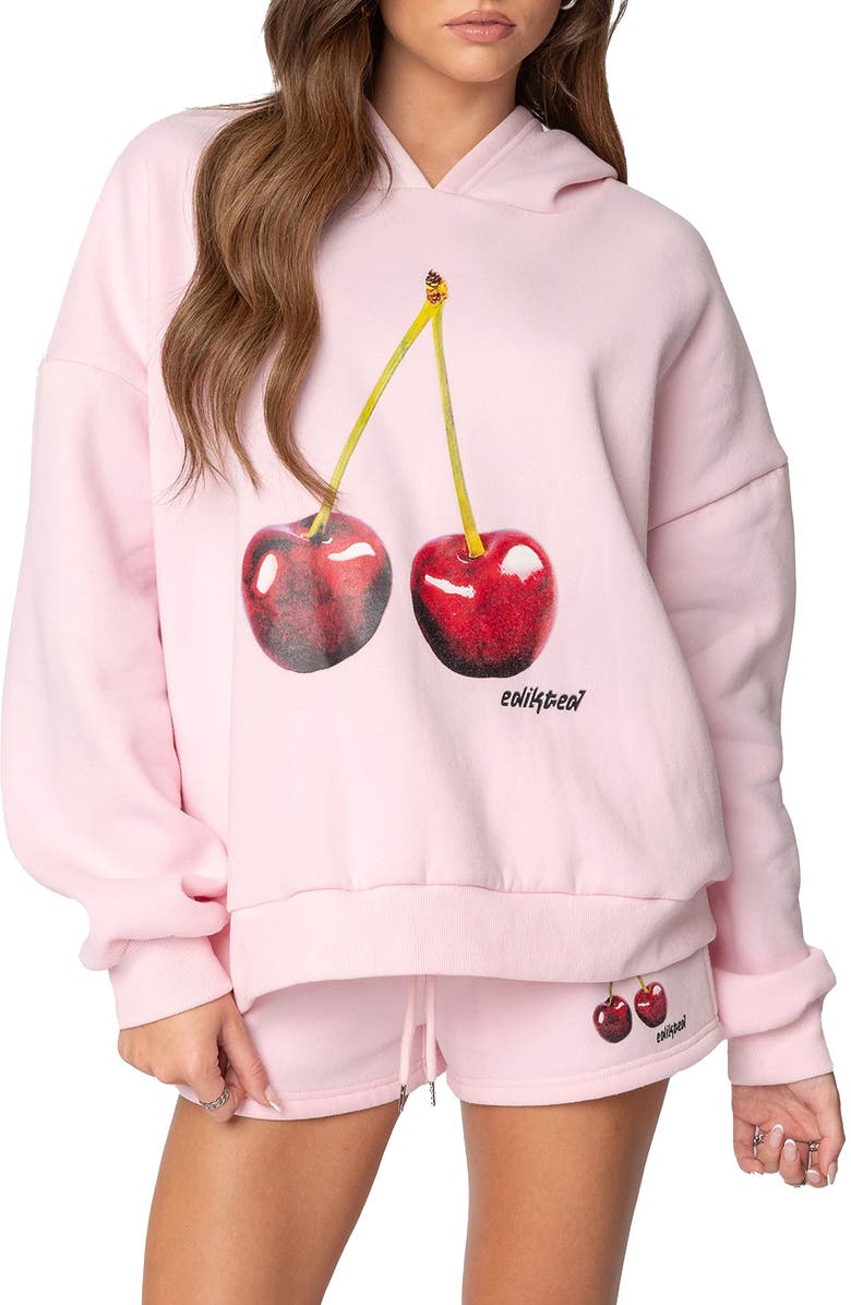 EDIKTED Mon Cheri Oversize Hoodie, Main, color, Light-Pink