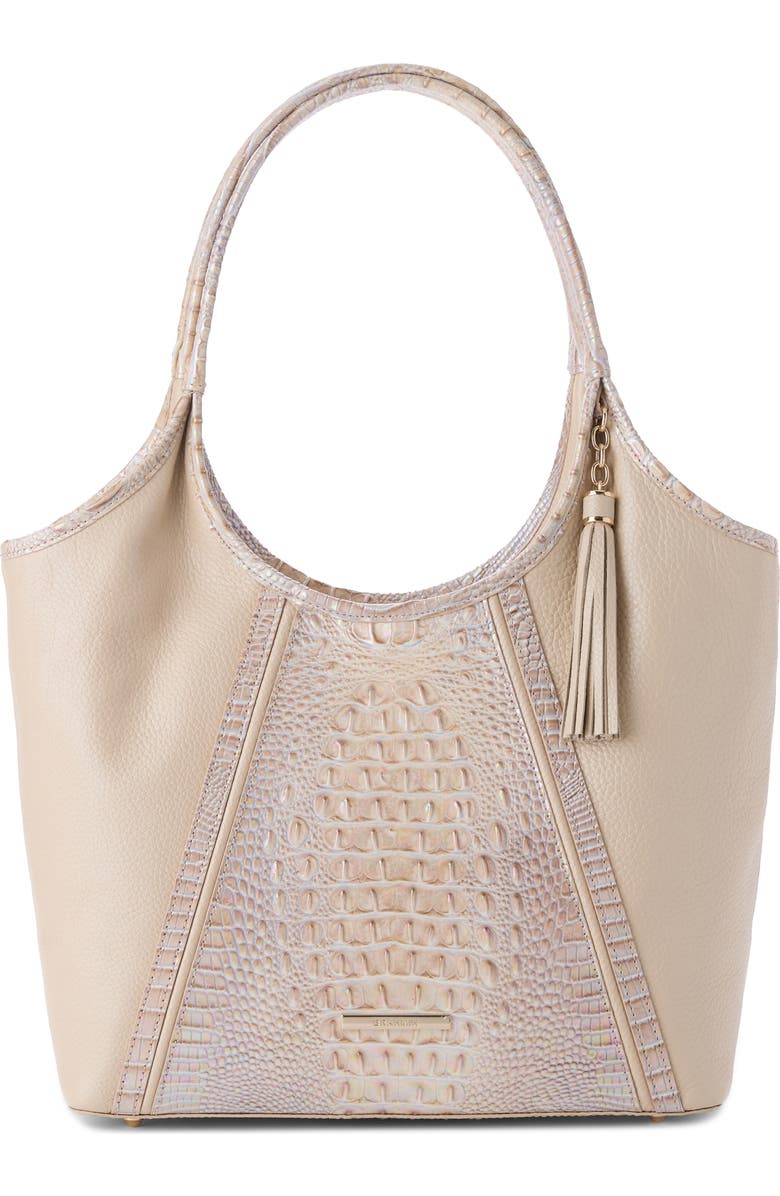 Brahmin Melora Embossed Leather Tote, Main, color, Pearl Admire