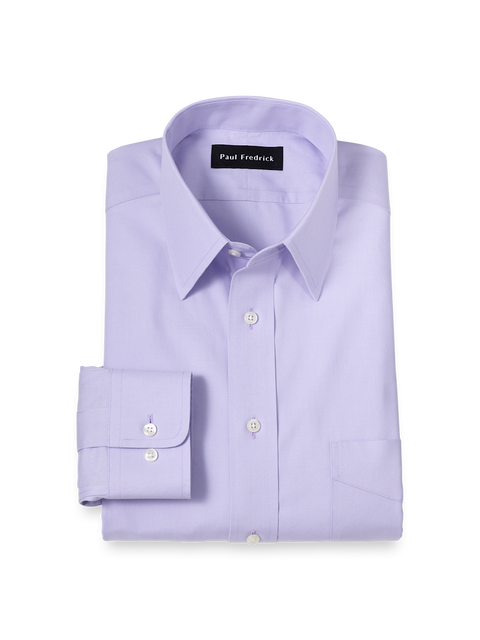 Non-iron Cotton Pinpoint Solid Point Collar Dress Shirt