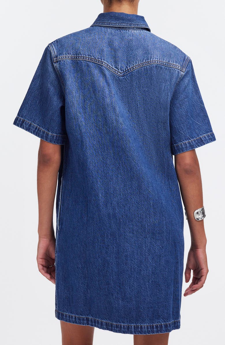 Madewell Oversize Short Sleeve Denim Shirtdress, Alternate, color,