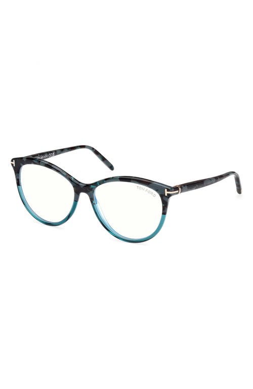 Tom Ford 55mm Round Blue Light Blocking Glasses In Multi