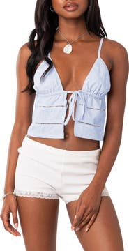 EDIKTED Candy Tie Front Cotton Camisole