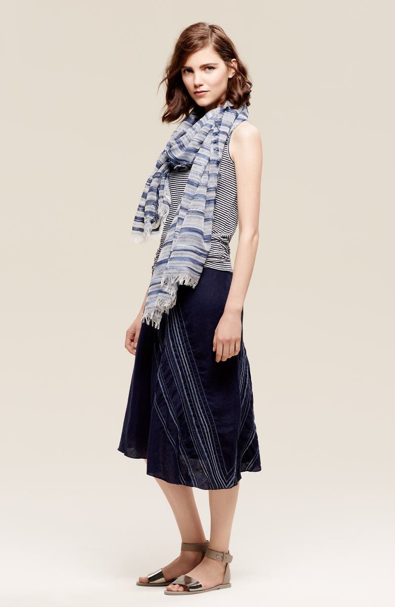 Eileen Fisher Stripe Scarf, Alternate, color, Denim