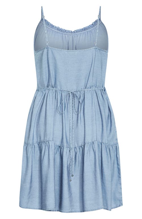 City Chic Sweet Tiers Sleeveless Denim Dress In Blue
