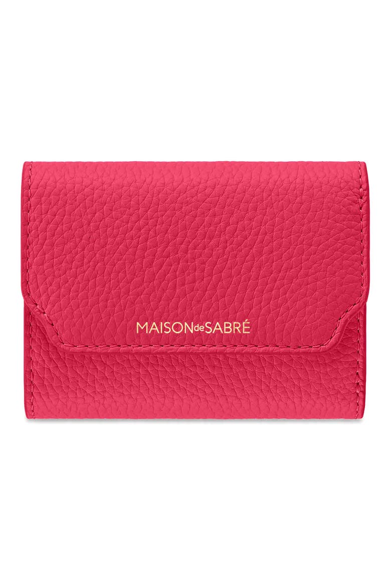 Leather Trifold Wallet, Main, color, Fuchsia Lavender