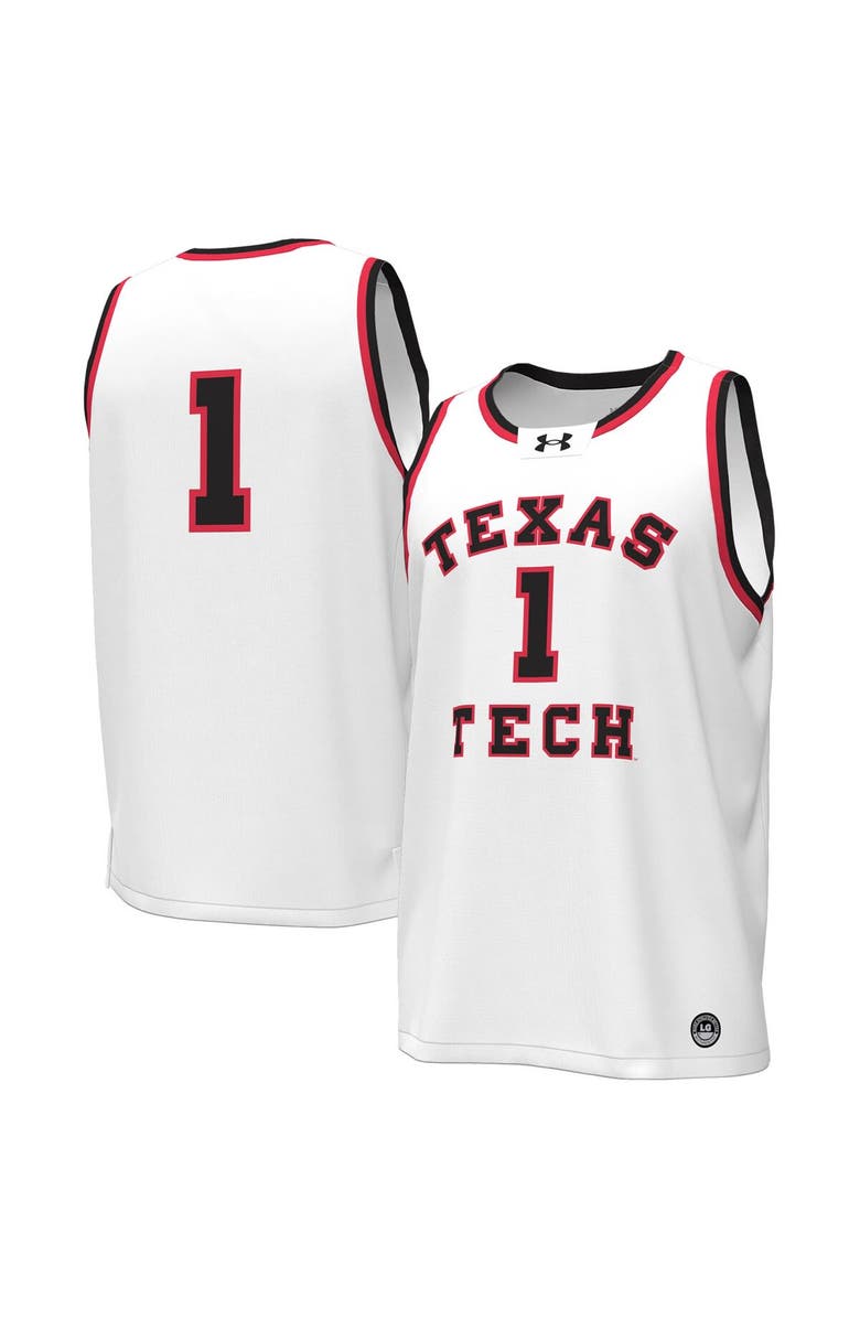 Under Armour Men's Under Armour #1 White Texas Tech Red Raiders Throwback Replica Basketball Jersey, Main, color, White