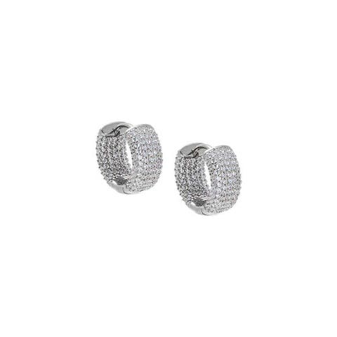 Mini Pave Wide Rounded Huggie Earring