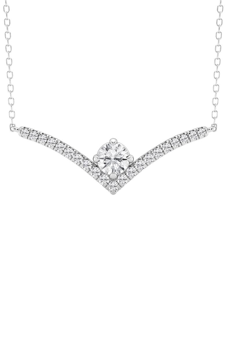 Badgley Mischka Collection 14K White Gold Lab Grown Round Diamond Necklace, Main, color, 