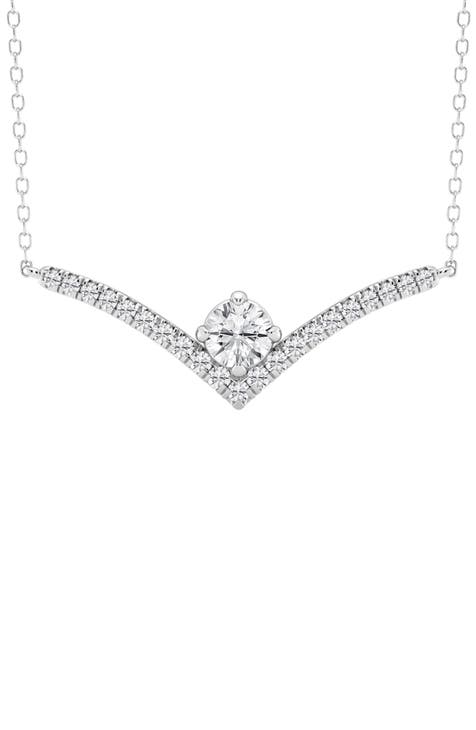 14K White Gold Lab Grown Round Diamond Necklace