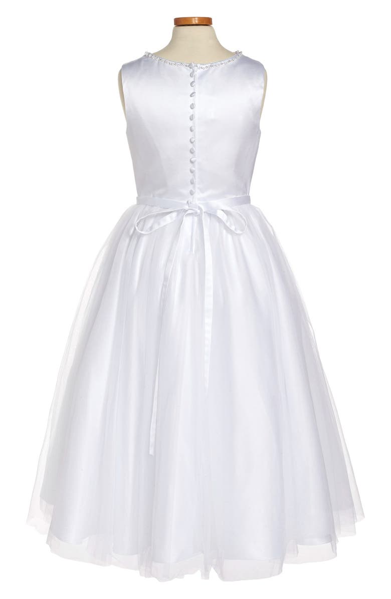 Joan Calabrese for Mon Cheri Beaded Satin & Tulle First Communion Dress, Alternate, color, 