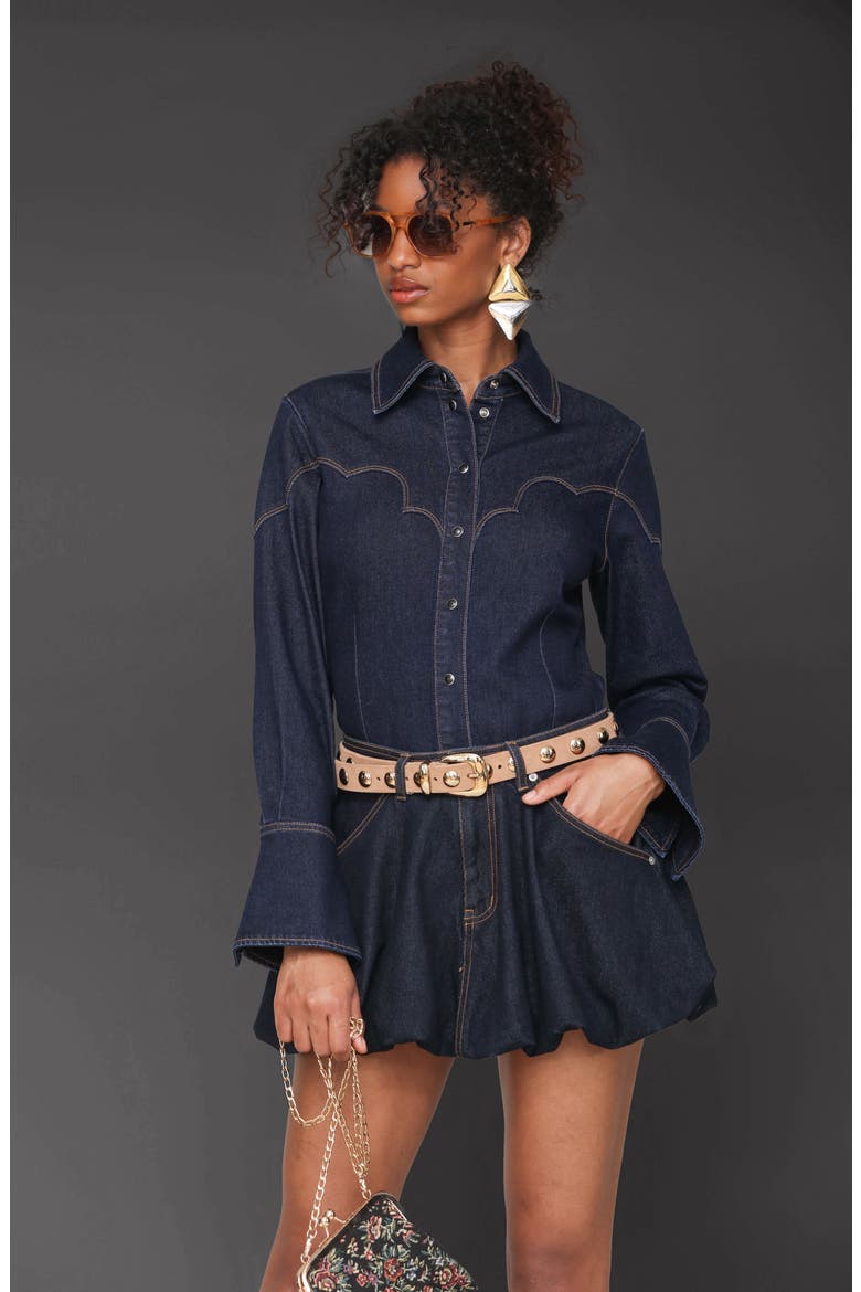 Western Denim Shirt, Alternate, color, FELL WASH