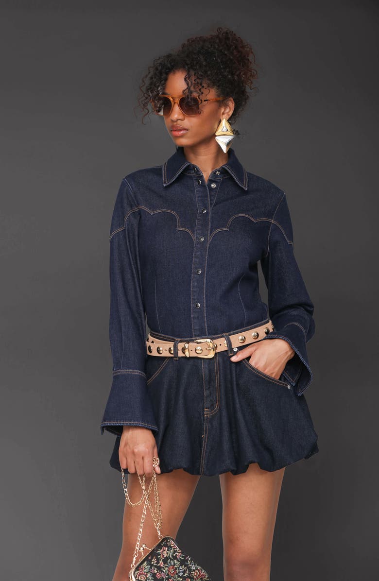 Avec Les Filles Western Denim Shirt, Alternate, color, Fell Wash