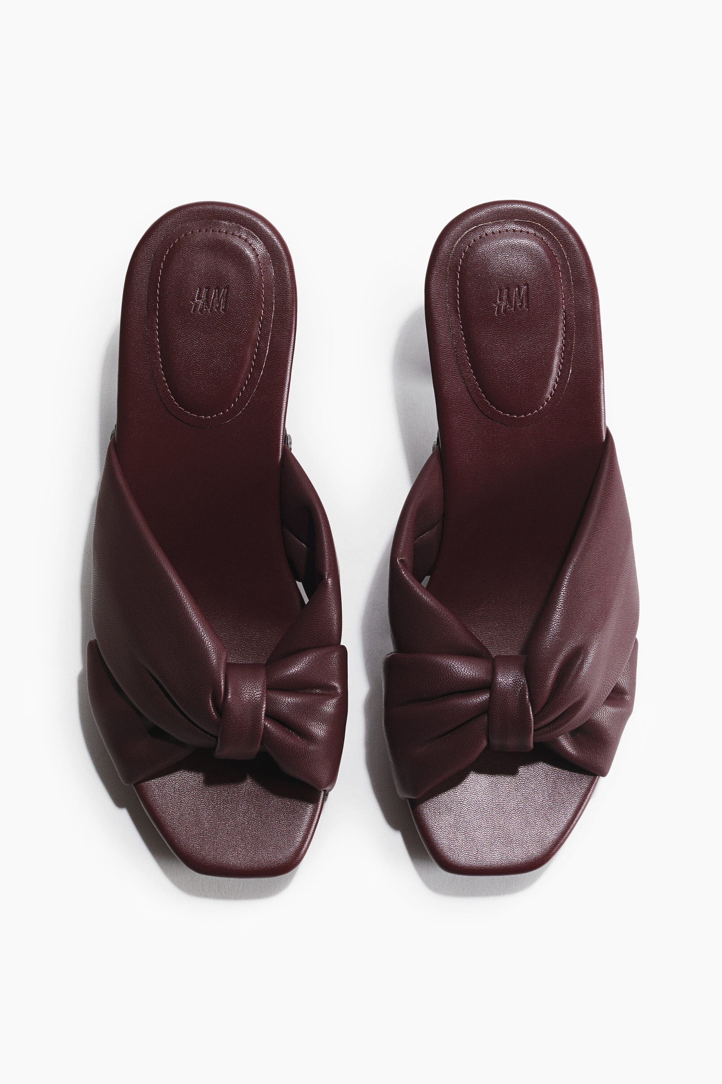 H&M Heeled Clog-look Sandals, Alternate, color, Burgundy