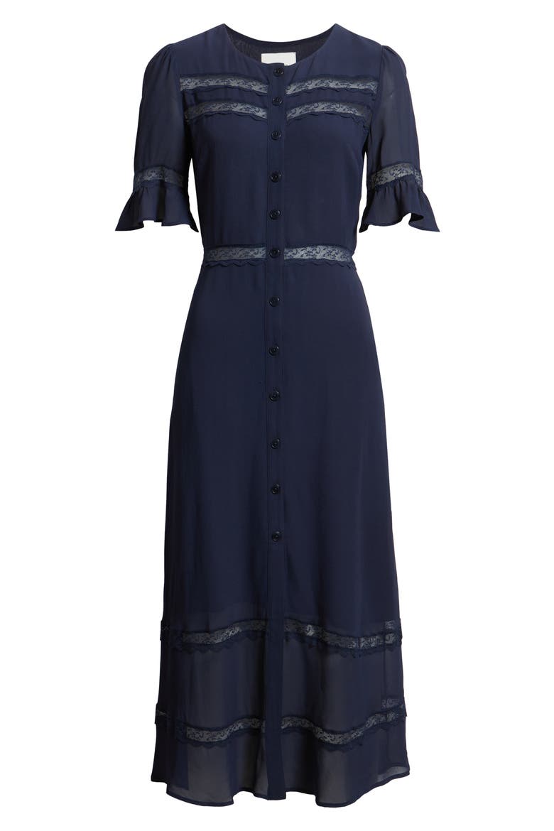 Woodson Lace Detail Shirtdress, Alternate, color, NAVY